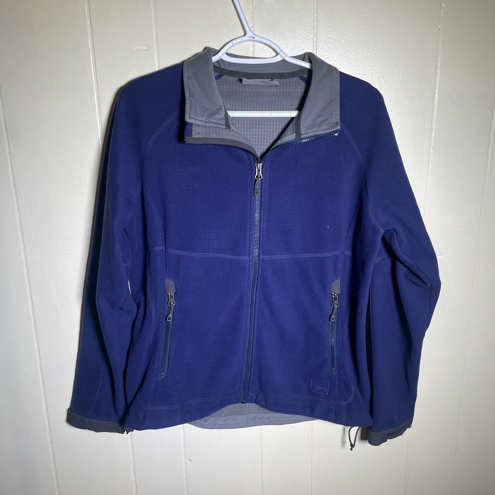 Vintage REI Womens Blue Full Zip Fleece Jacket Zipped Pockets Retro Outdoor M